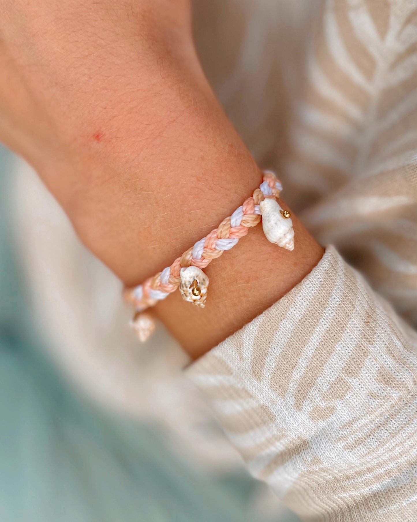 Hawaii Shell Bracelet Light Pink Bracelet Braided Pastel Pink Accessories Beachy Jewelry for Beach Vacation Girls Bracelet Conch Shell Boho