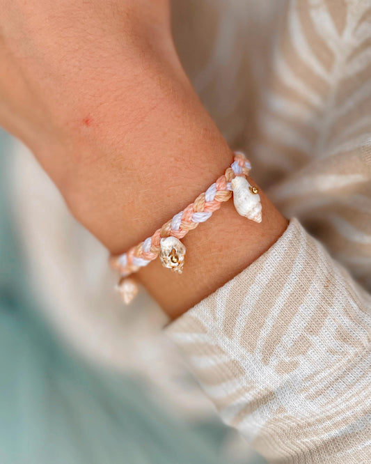Hawaii Shell Bracelet Light Pink Bracelet Braided Pastel Pink Accessories Beachy Jewelry for Beach Vacation Girls Bracelet Conch Shell Boho