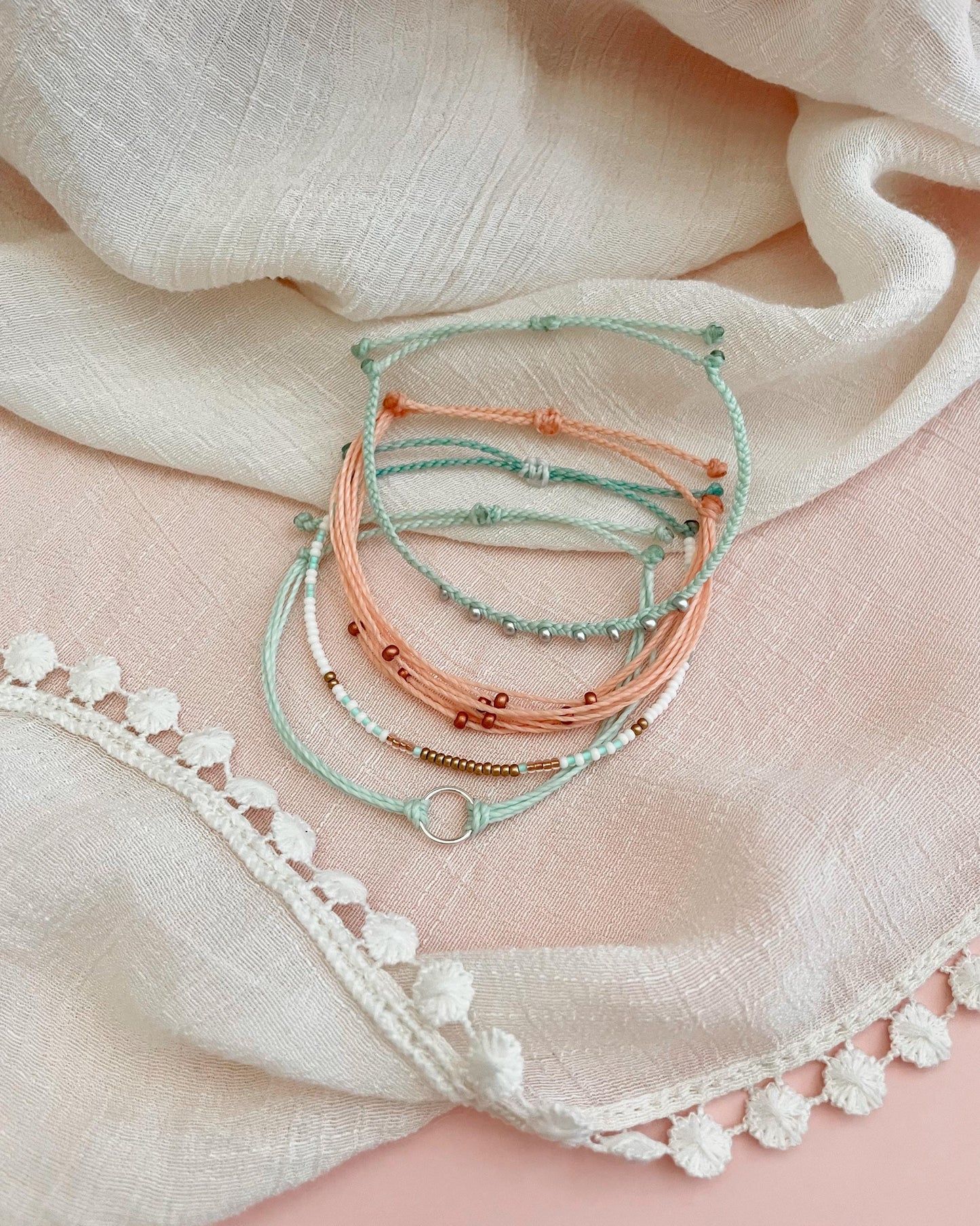 Surfer Bracelet Set Adjustable Beach Bracelets Boho Surf Bracelets for Women Stackable String Bracelet Set Handmade Boho Summer Accessories