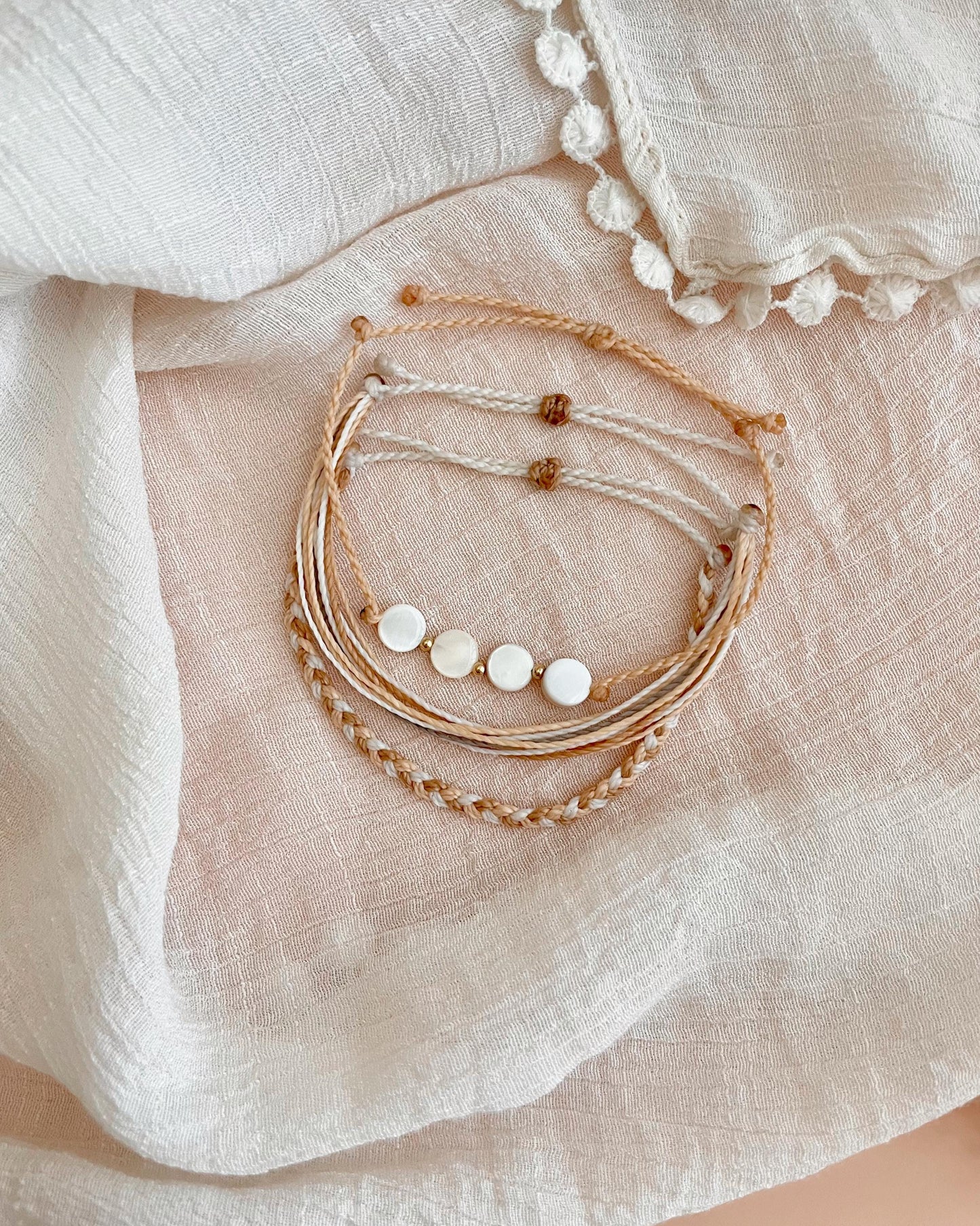 Neutral Bracelet Stack Surfer Bracelet Set Adjustable String Bracelets Waterproof Wax Cord Bracelets for Women Simple Braided Jewelry Boho