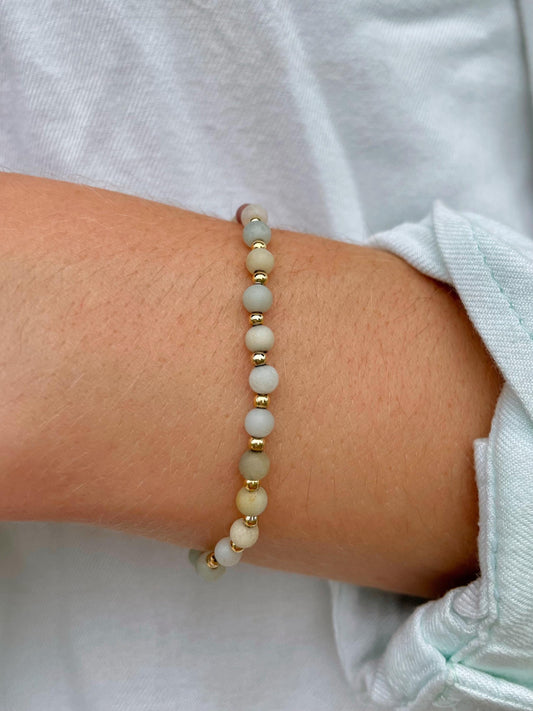 Dainty Gemstone Bead Gold Bracelet Stretch Jewelry Women Gold Filled Stacking Elastic Bracelet Boho Simple Dainty Jewelry Gift for Friend