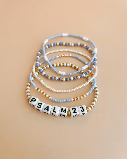 Personalized Beaded Bracelet Set Custom Christian Bracelet Bible Verse Jewelry Faith Bracelet Gift Idea Stretch Bracelet Stack Cute Beaded
