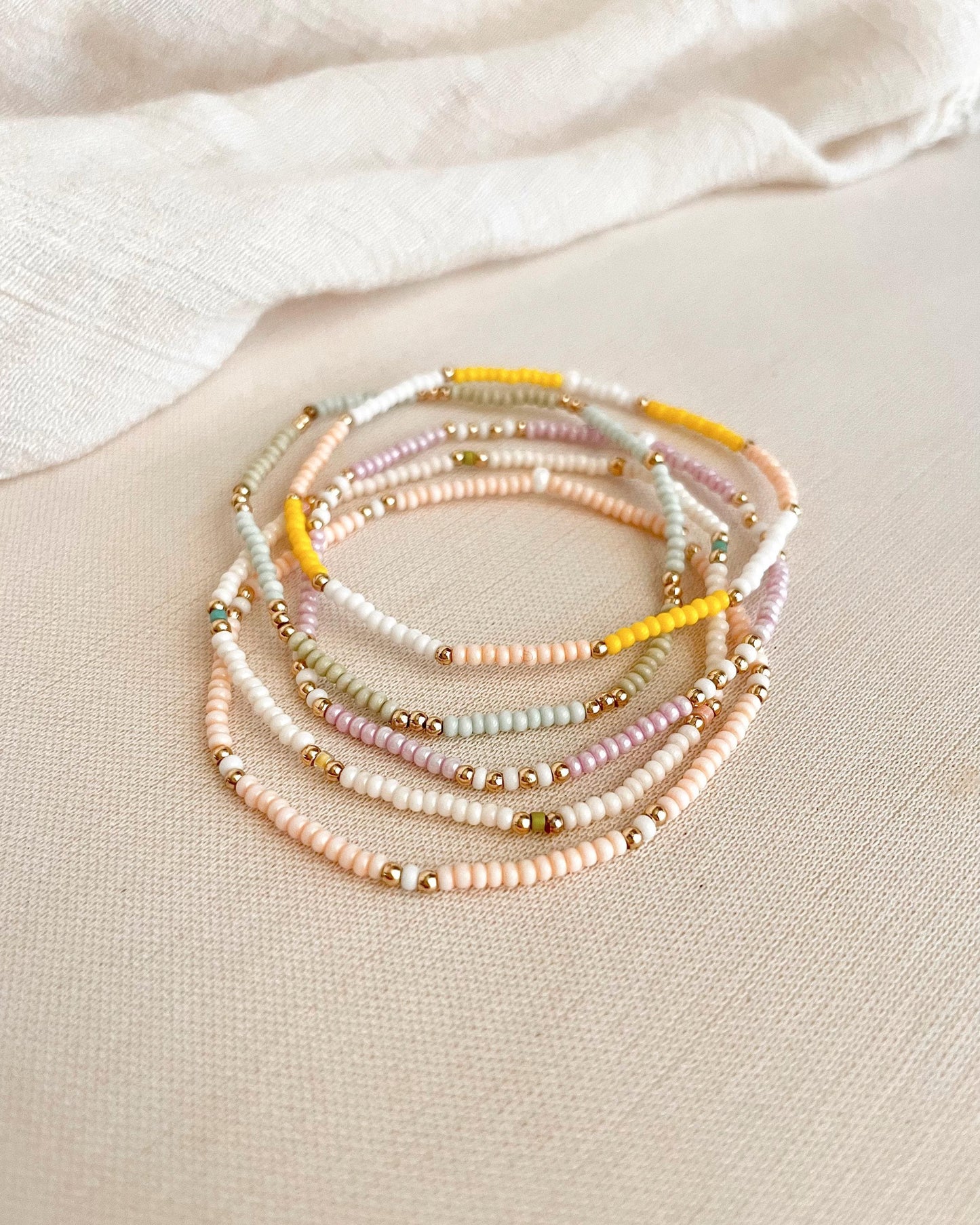 Gold Filled Beaded Bracelet with Color Stretch Bead Bracelet Pastel Beaded Bracelet Stack Colorful Gold Jewelry Teenage Girl Gift Idea Cute