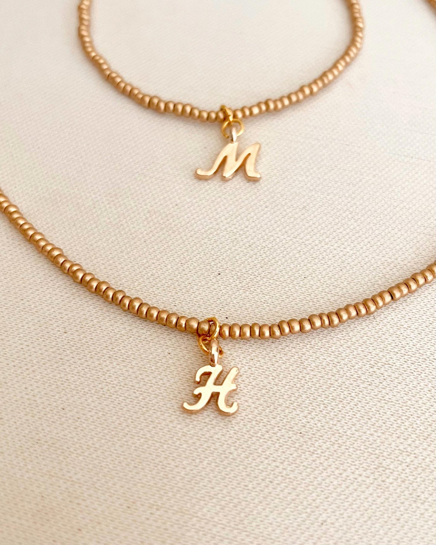 Dainty Custom Initial Necklace Tiny Gold Bead Necklace Personalized Gift for Her Minimalist Jewelry Beaded Choker Necklace Customized Gift