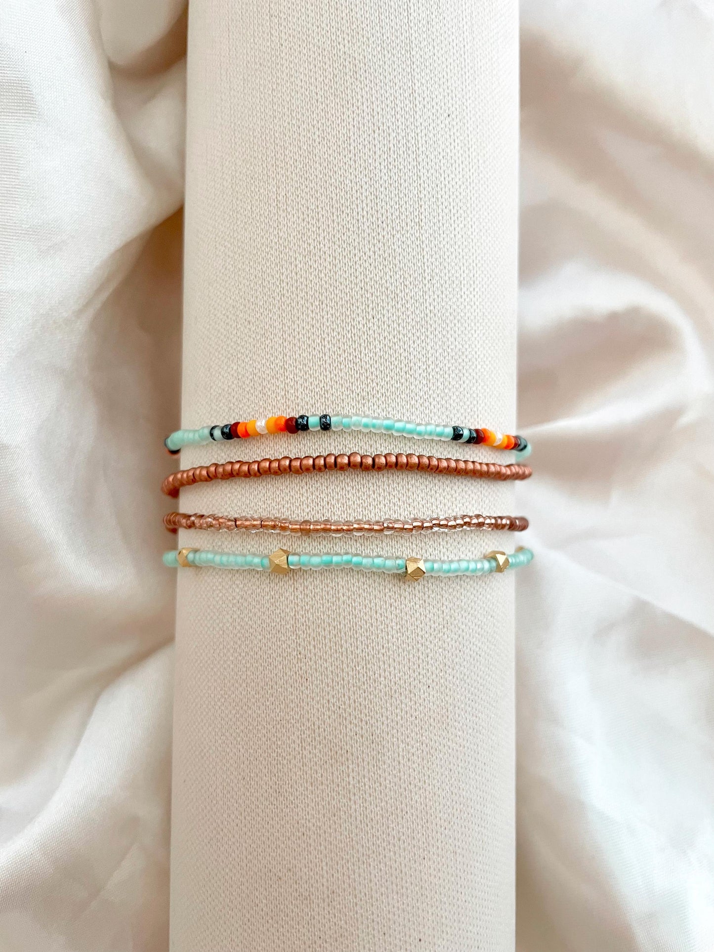 Seed Bead Stretch Bracelet Set Beach Jewelry for Travel Bracelet Stack Boho Beaded Bracelet Minimalist Tiny Stacking Bracelets Light Blue
