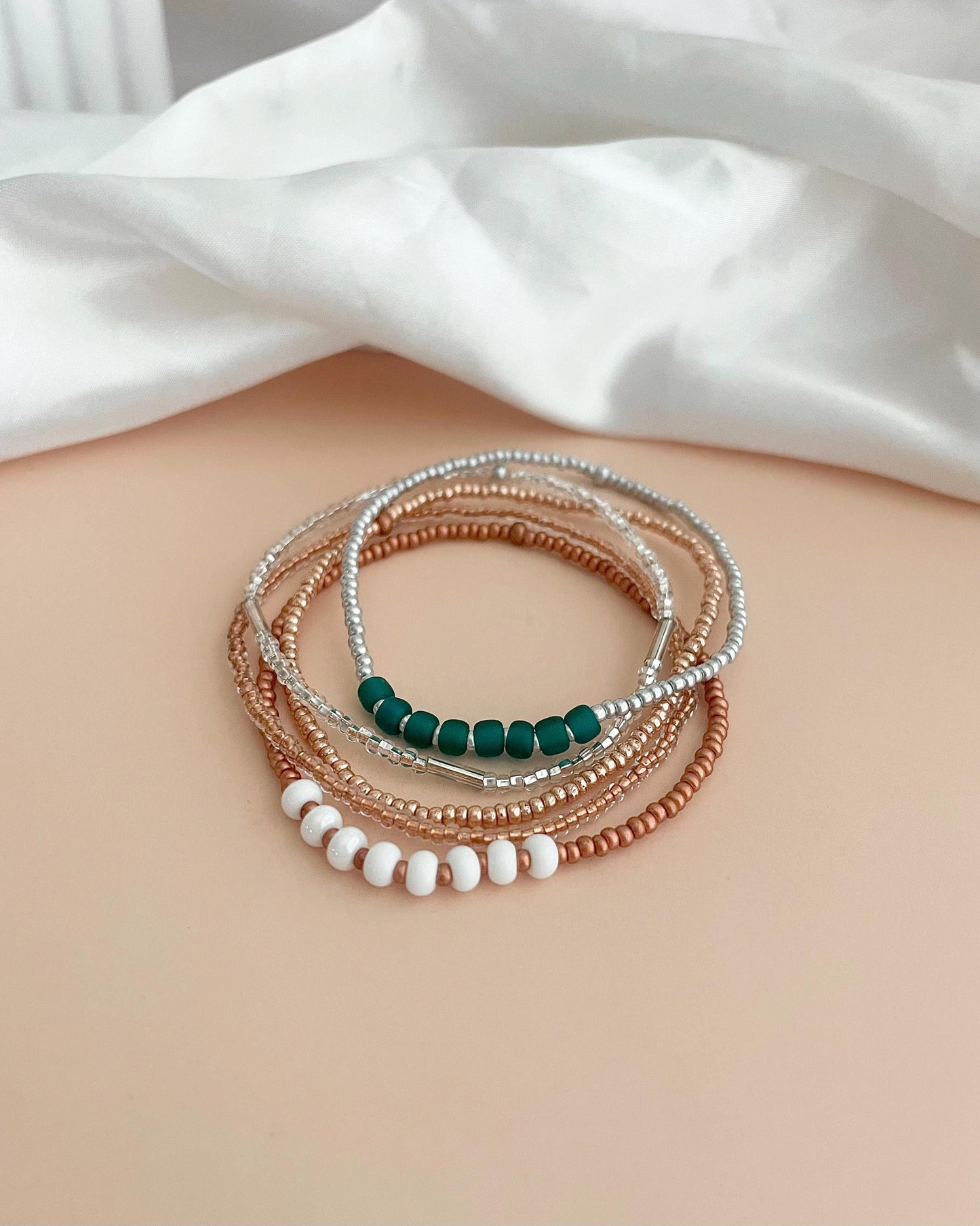 Beaded Stretch Bracelet Set Seed Bead Bracelet Stack Jewelry for Travel Boho Bead Bracelet Casual Jewelry for Work Simple Bracelet Handmade