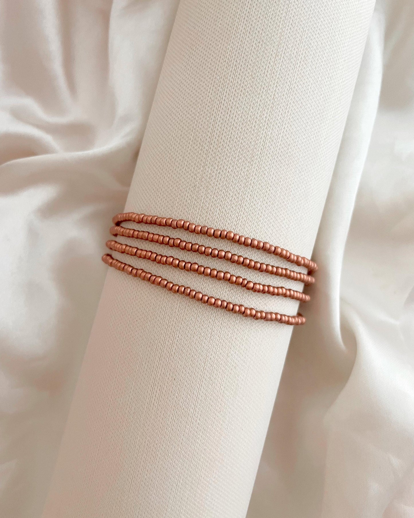 Copper Beaded Stretch Bracelet Stack for Women Small Bead Bracelet Set Seed Bead Bracelet Minimalist Stacking Bracelet Boho Layering Jewelry