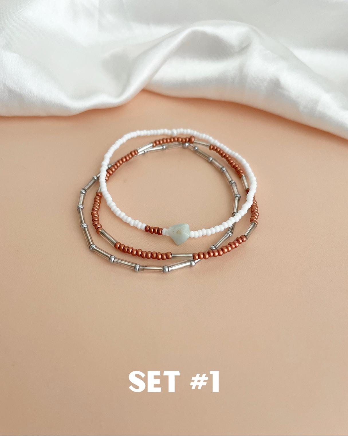 Mixed Bead Bracelet Stack of Boho Beaded Stretch Bracelets Dainty Set Matching Friend Bracelets Casual Layering Bracelet Stackable Seed Bead