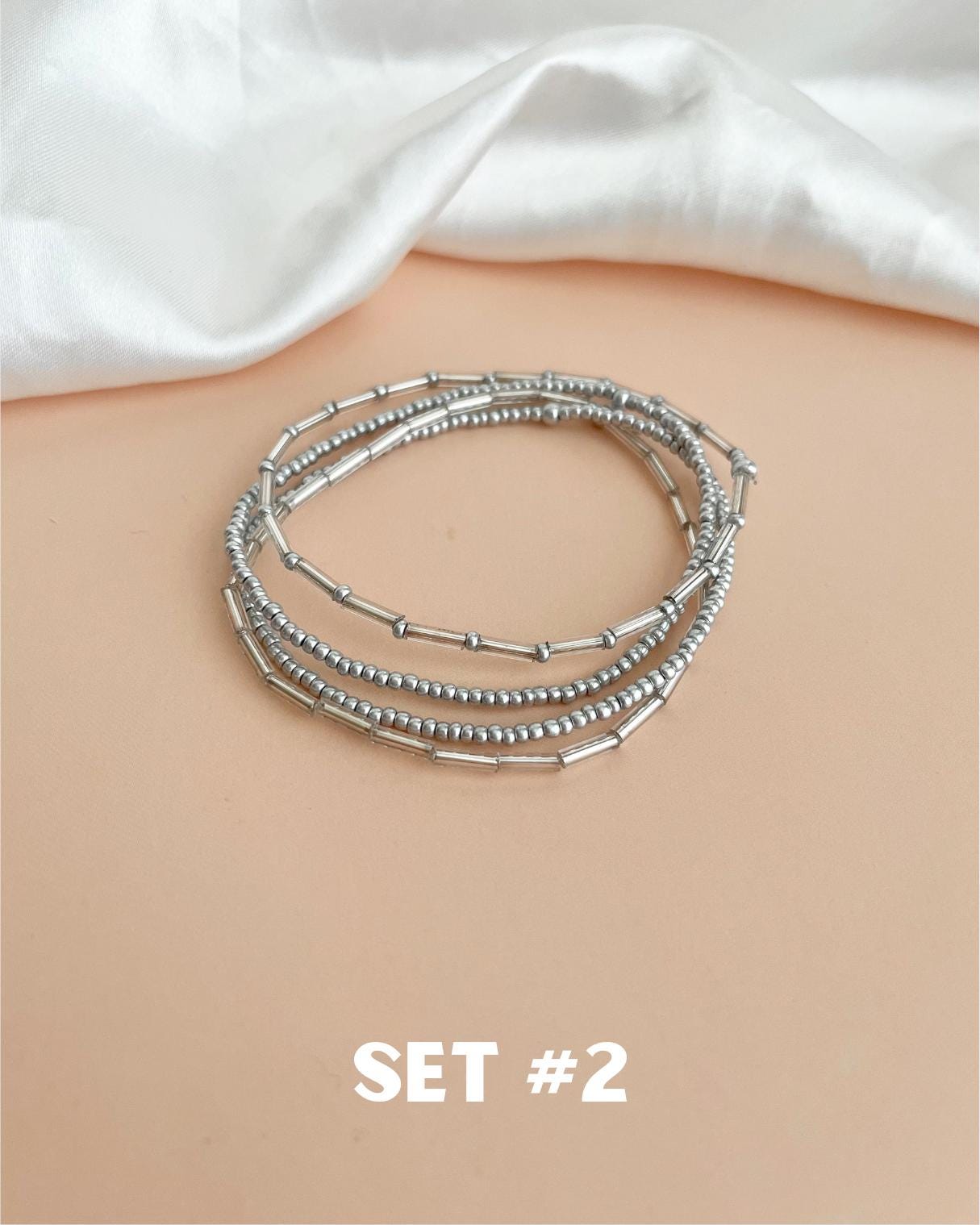 Mixed Bead Bracelet Stack of Boho Beaded Stretch Bracelets Dainty Set Matching Friend Bracelets Casual Layering Bracelet Stackable Seed Bead