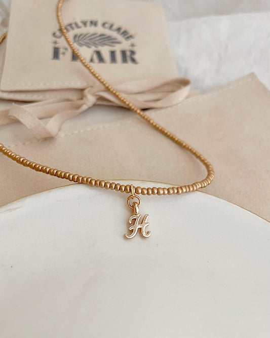 Dainty Custom Initial Necklace Tiny Gold Bead Necklace Personalized Gift for Her Minimalist Jewelry Beaded Choker Necklace Customized Gift