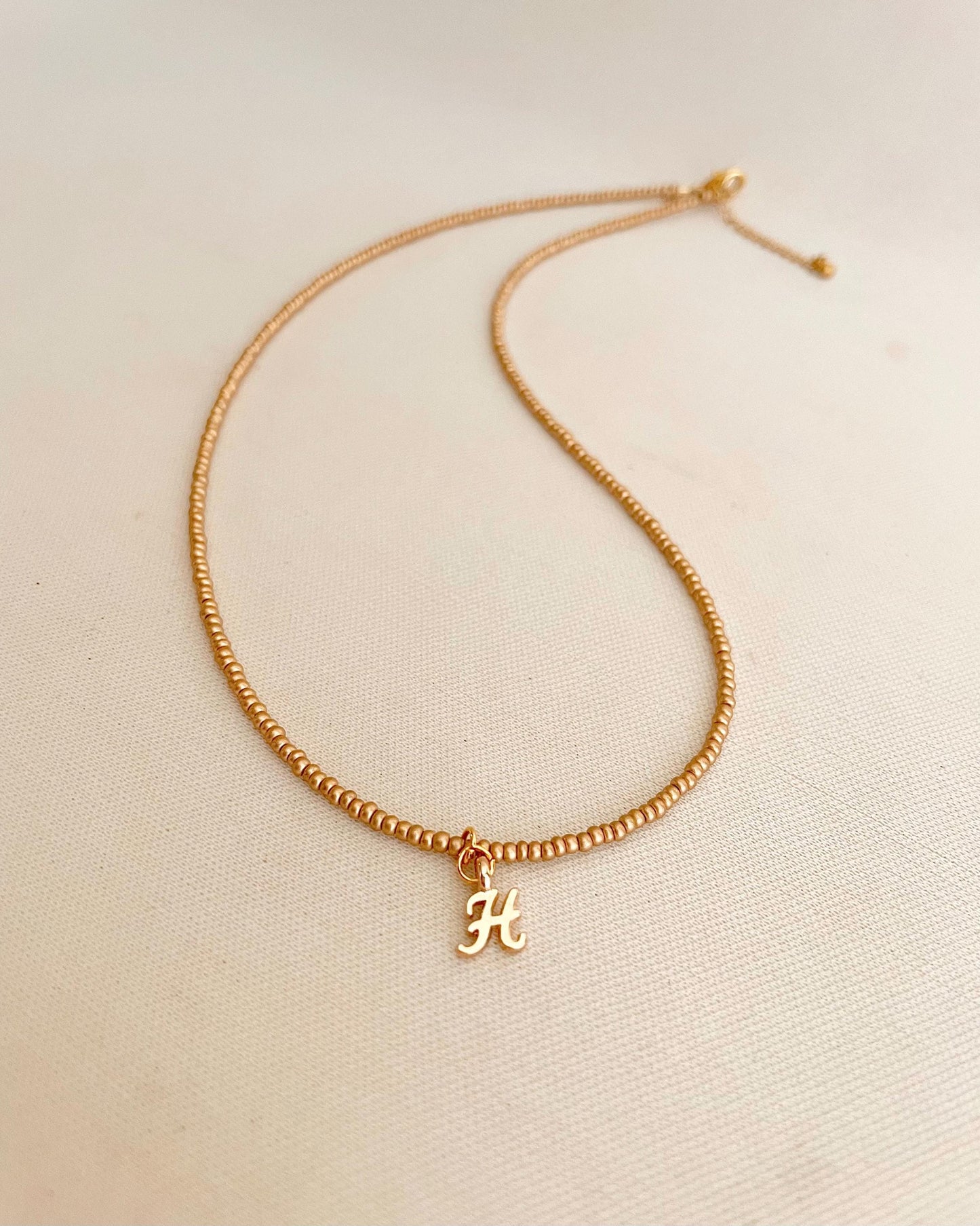 Dainty Custom Initial Necklace Tiny Gold Bead Necklace Personalized Gift for Her Minimalist Jewelry Beaded Choker Necklace Customized Gift