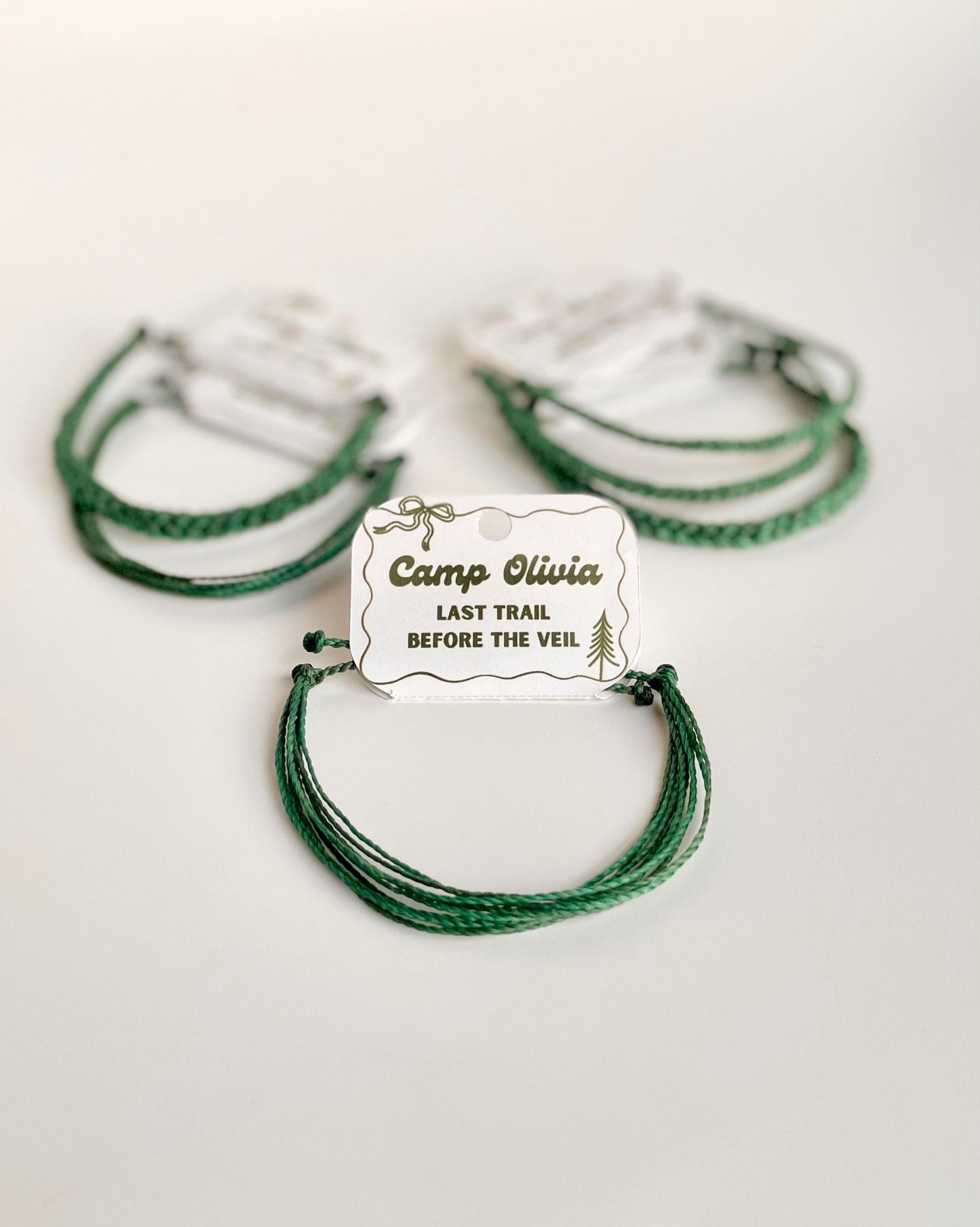 Camp Theme Bachelorette Party Favors for Bridesmaid Gift Camping Bachelorette Bracelet Green String Adjustable Braided Bracelet Bridesmaid