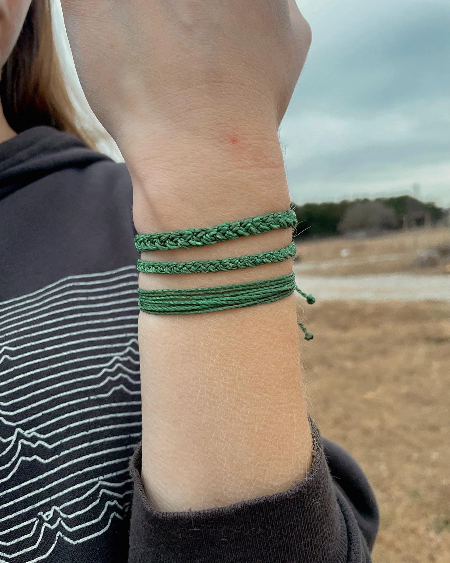 Camp Theme Bachelorette Party Favors for Bridesmaid Gift Camping Bachelorette Bracelet Green String Adjustable Braided Bracelet Bridesmaid