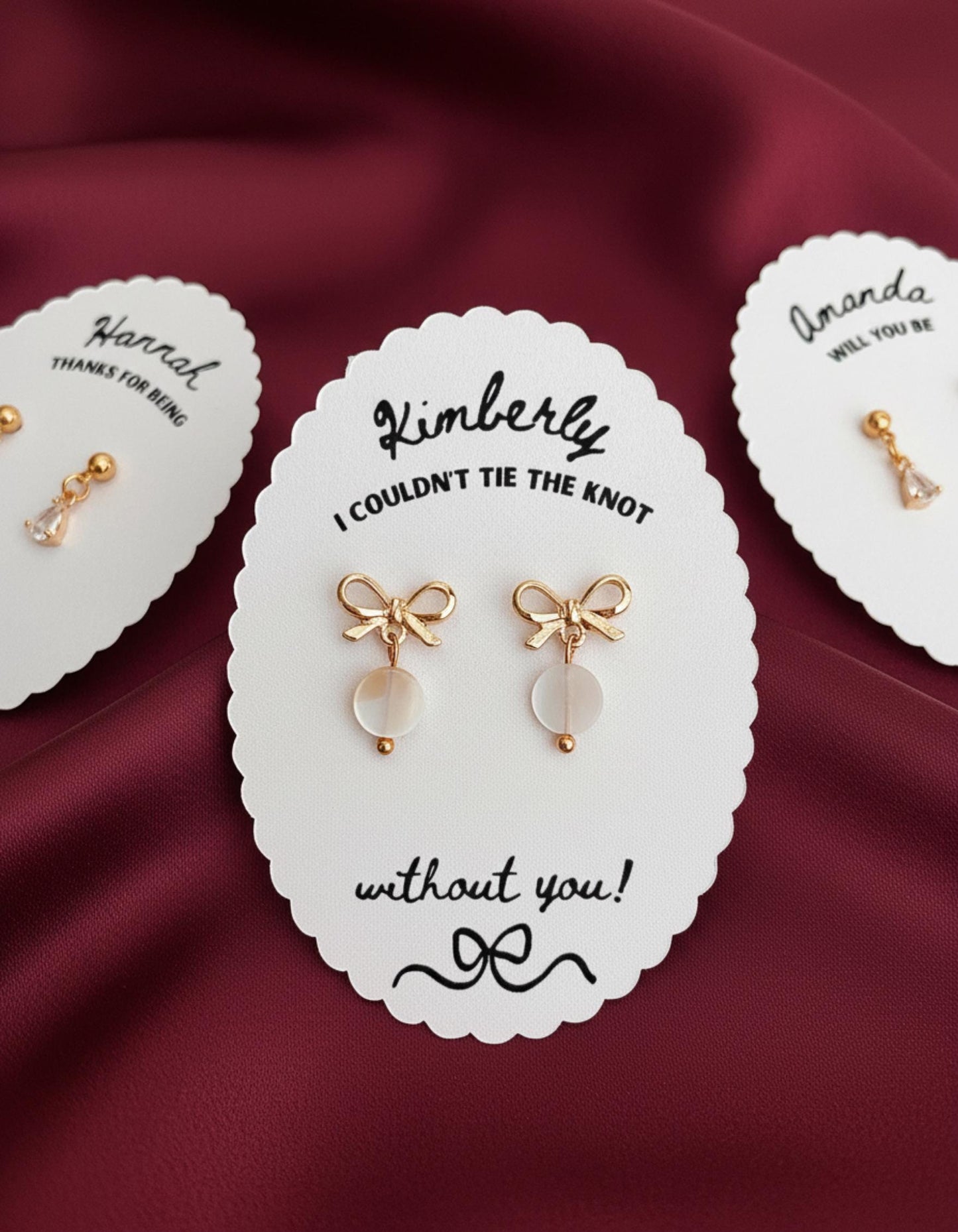 Tie the Knot Earrings for Bridesmaid Proposal Elegant Affordable Bridesmaid Gift Gold Bow Earrings Dainty Maid of Honor Jewelry Gift Favors