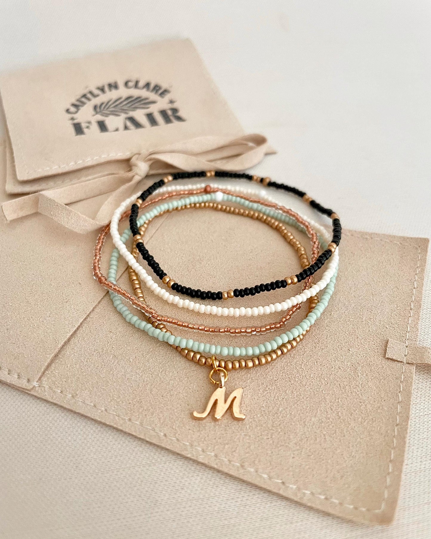 Customized Initial Bracelet Gift Dainty Beaded Bracelet Stack Tiny Bead Bracelet for Women Personalized Monogram Jewelry Gift for Co Worker