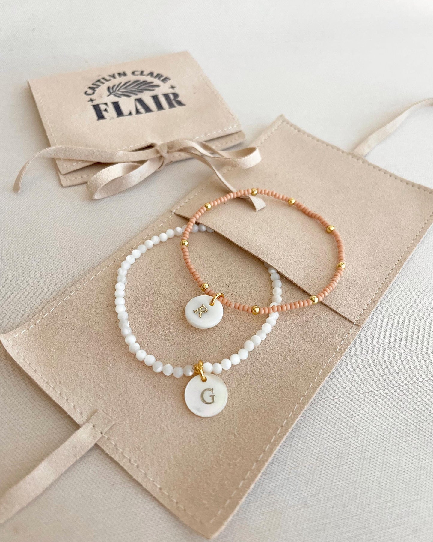 Layering Initial Bracelet Custom Charm Initial Bead Bracelet for Women Personalized Letter Bracelet Beaded Elastic Friendship Jewelry Dainty