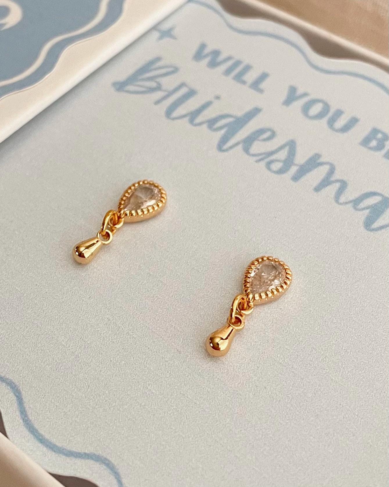 Maid of Honor Proposal Box Jewelry Gift for Matron of Honor Earrings Will You Be My Maid of Honor Something Blue Bridal Party Personalized