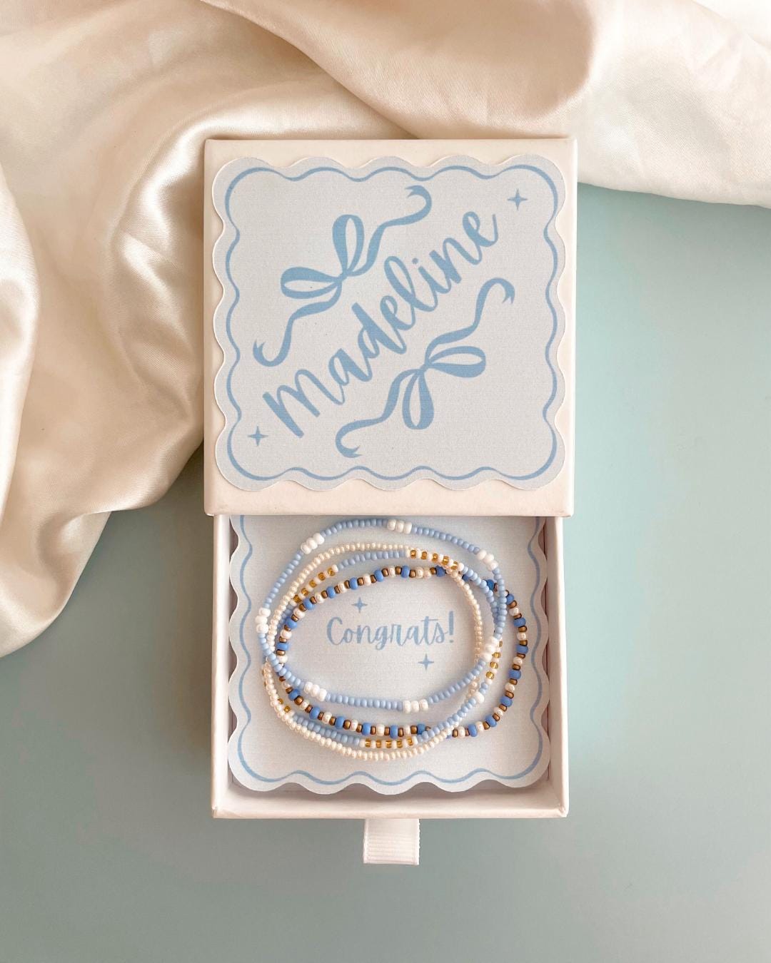 Congratulations Gift Box Graduation Light Blue Bracelet Stack Jewelry Congrats College Daughter Gift Engagement Party Gift for Her Promotion