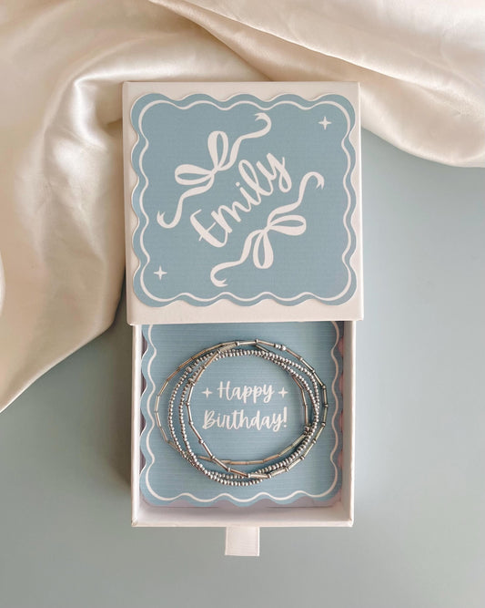 Personalized Birthday Gift Jewelry Silver Bracelet Custom Name Happy Birthday Gift Box for Wife Mom Daughter Birthday Gift for Granddaughter
