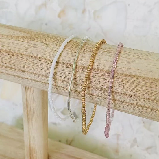 Bracelet Set, Minimalist Beaded Bracelet, Stretch Bracelet, Seed Bead Bracelet, Dainty Bracelet, Gold Bracelet, Stacking Bracelets for Women