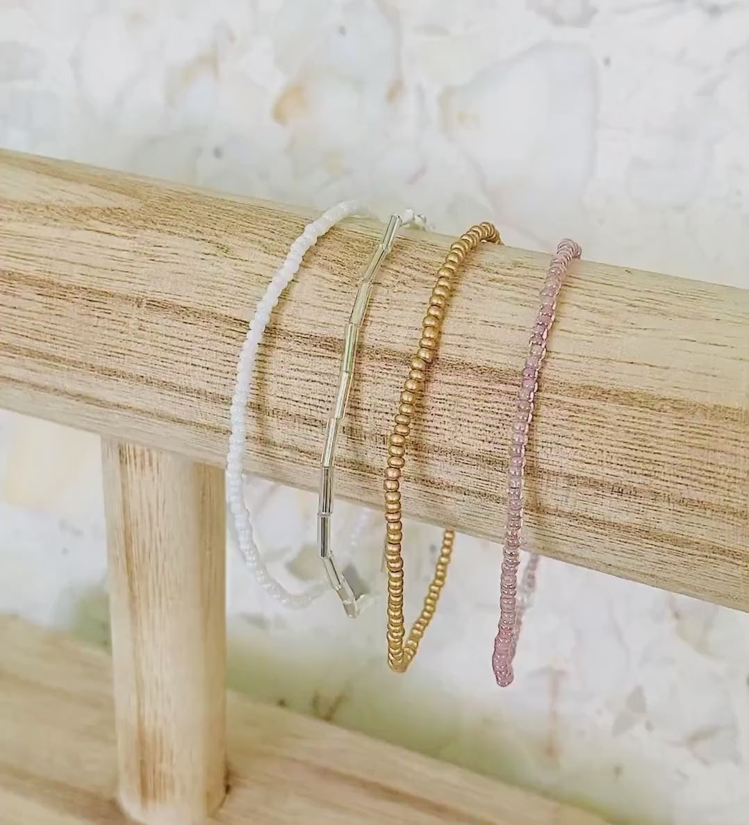 Bracelet Set, Minimalist Beaded Bracelet, Stretch Bracelet, Seed Bead Bracelet, Dainty Bracelet, Gold Bracelet, Stacking Bracelets for Women